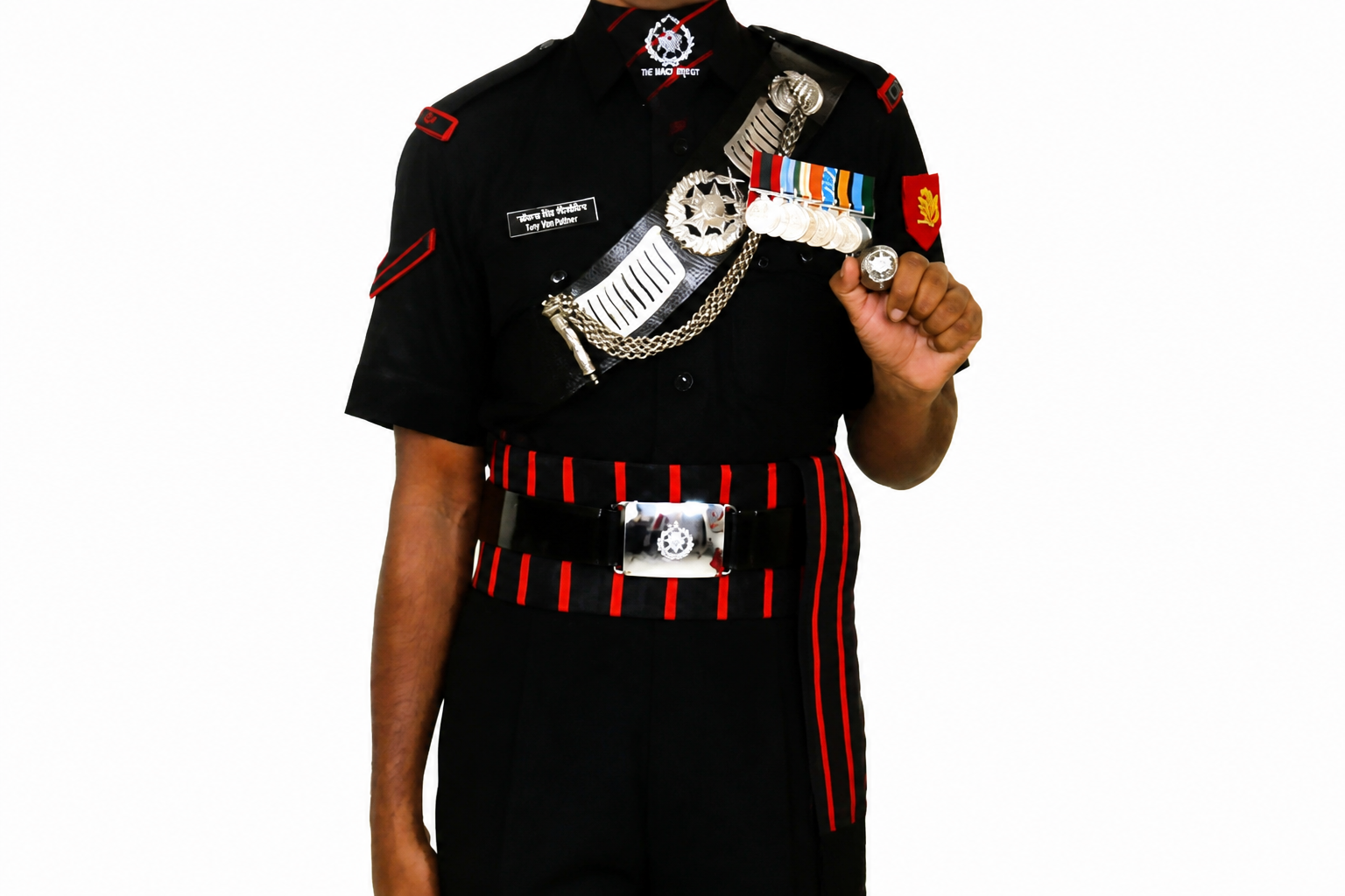 Uniformed soldier with aligned professional appearance